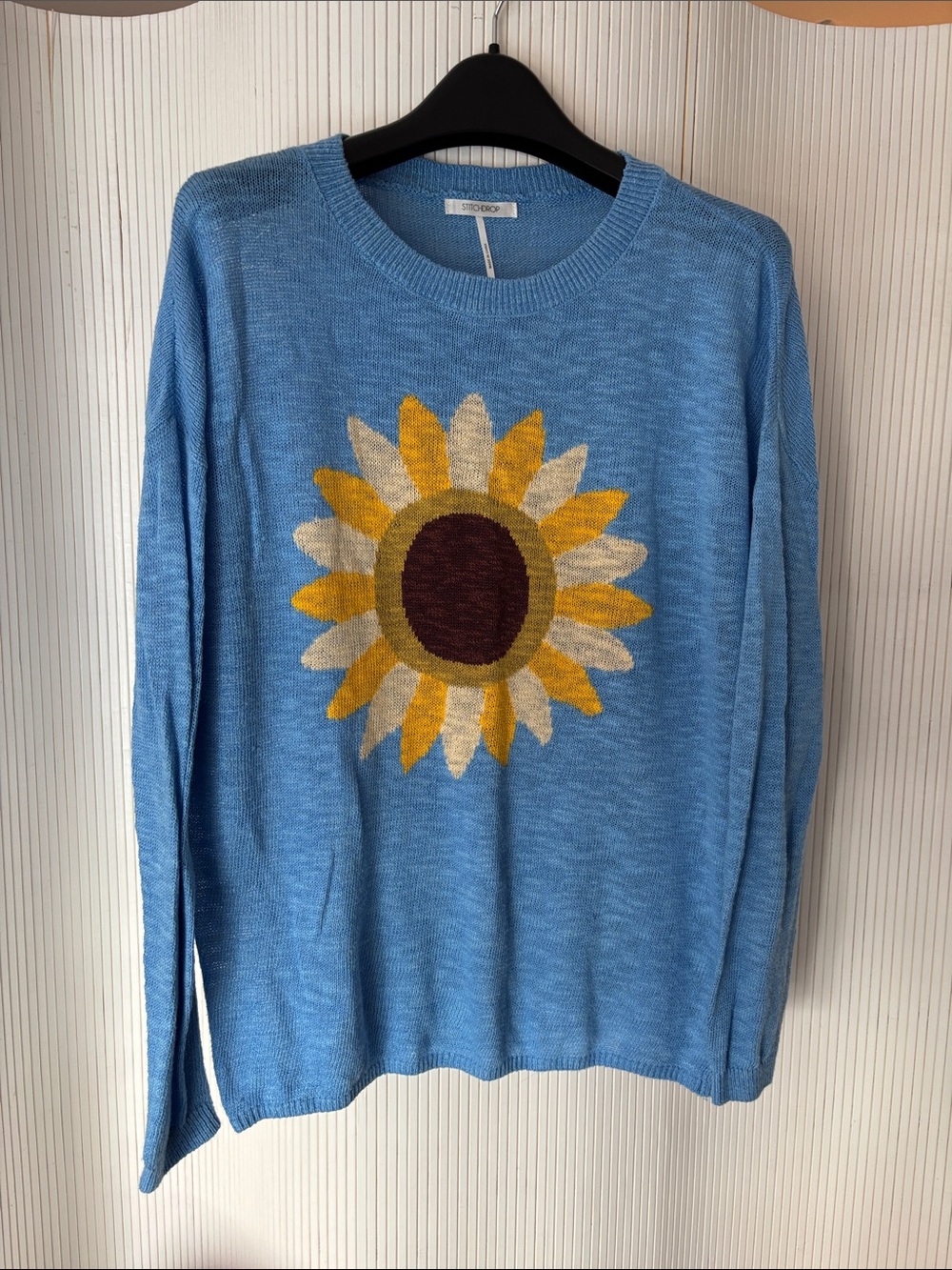 Blue Sunflower Knit Sweater